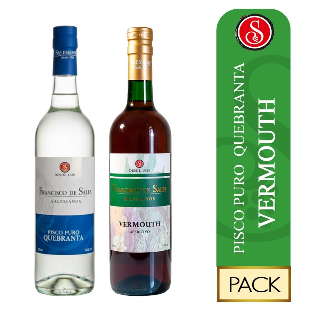 Pisco Quebranta x 700 ml y Vino Vermouth x 750 ml Pack 2 Unidades