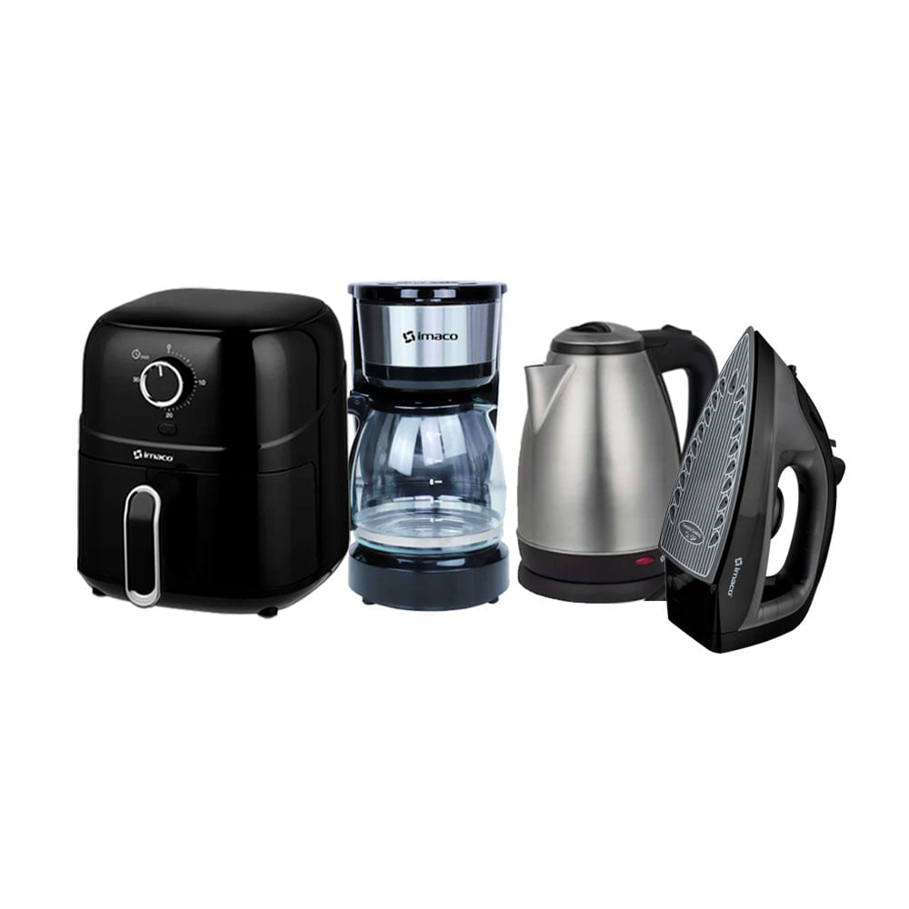 Combo Freidora de aire Imaco cafetera hervidor Plancha