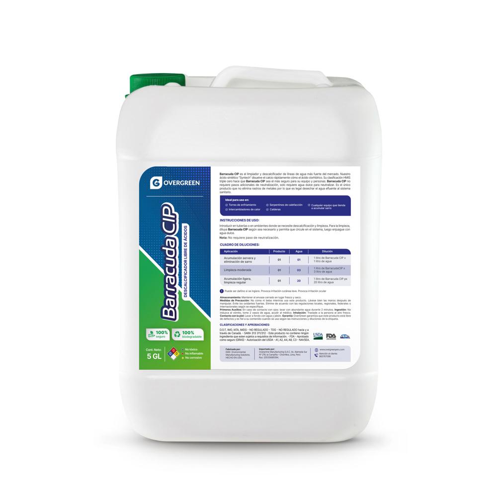 BARRACUDA CIP - PRESENTACION 5 GALONES - DESCALCIFICADOR LIBRE DE ACIDOS