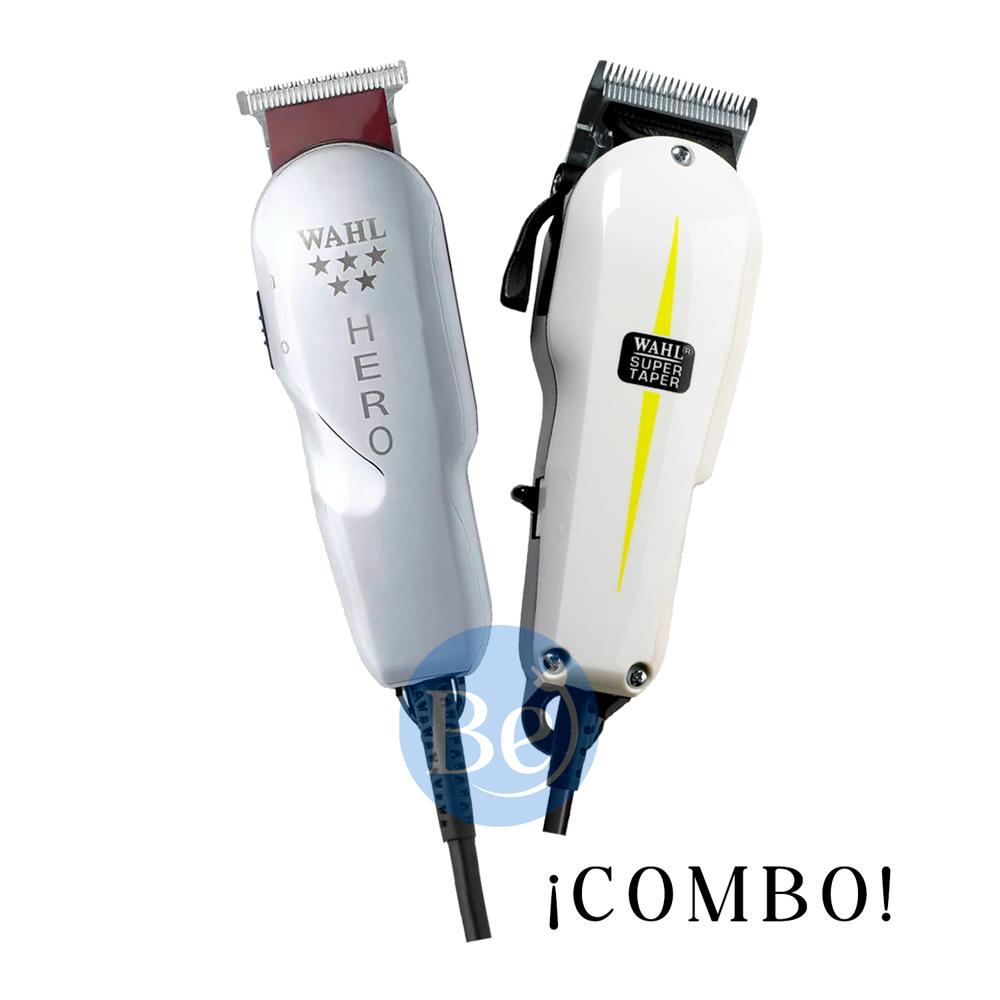 Combo Wahl Cortadora de Cabello Super Taper 08466-018 y Trimmer Profesional Hero 5 Stars 08991-718