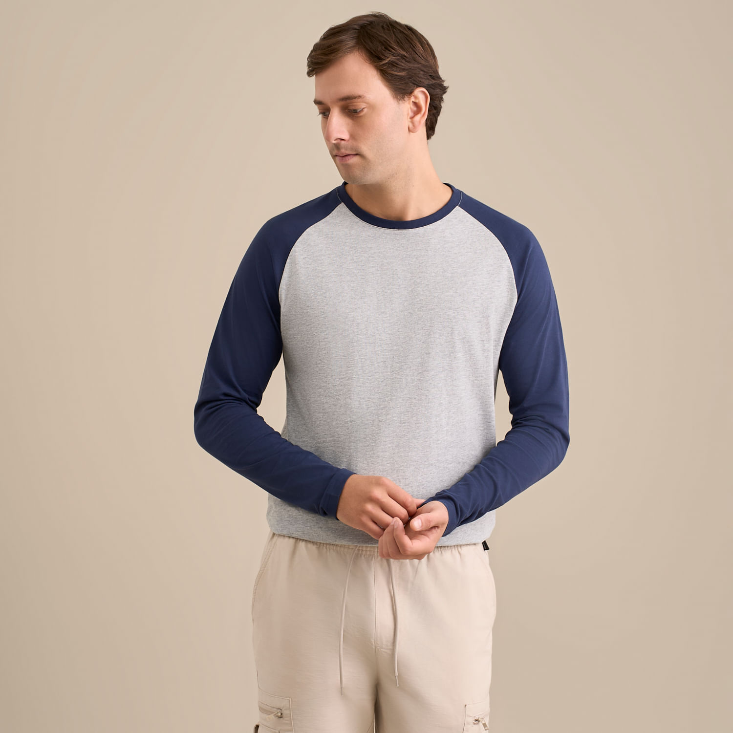 Polo Manga Larga Hombre Ranglan Amc