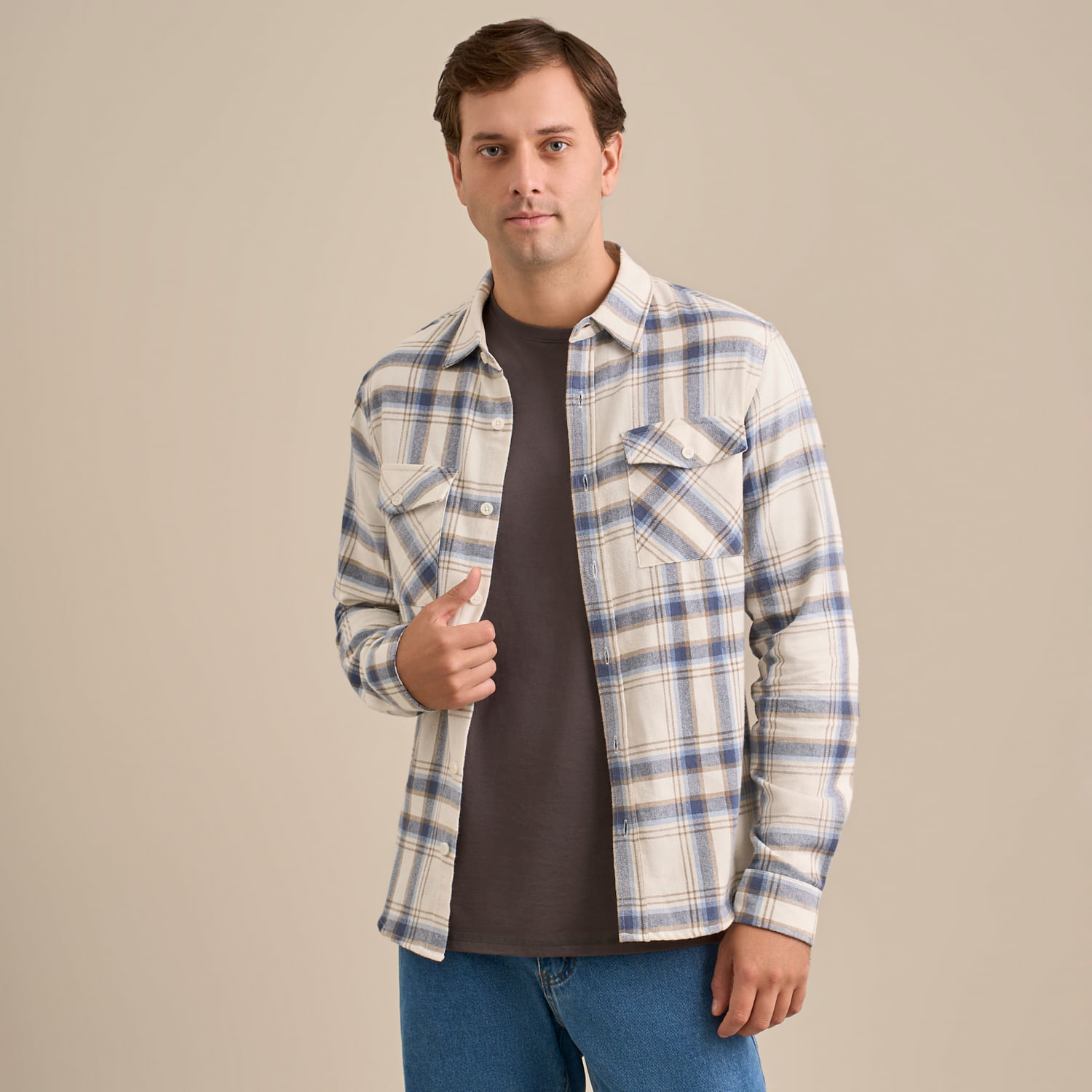 Camisa Manga Larga Hombre Line Checks Amc