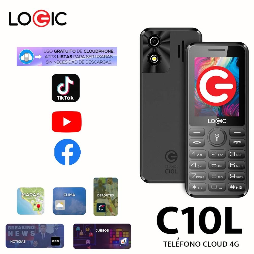 LOGIC C10L TELÉFONO BÁSICO CLOUD 4G COLOR NEGRO RED SOCIALES
