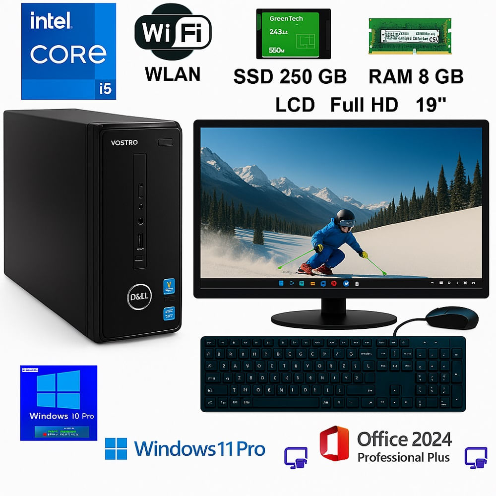 Computadora Dell Vostro D06S-Intel Core I5-8Gb de RAM-SSD 250 Gb-Windows 11Pro-Office 2024PP