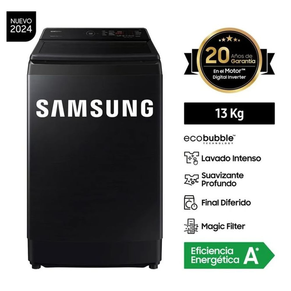 Lavadora Samsung 13 Kg Eco Inverter WA13CG5441BVPE Negro