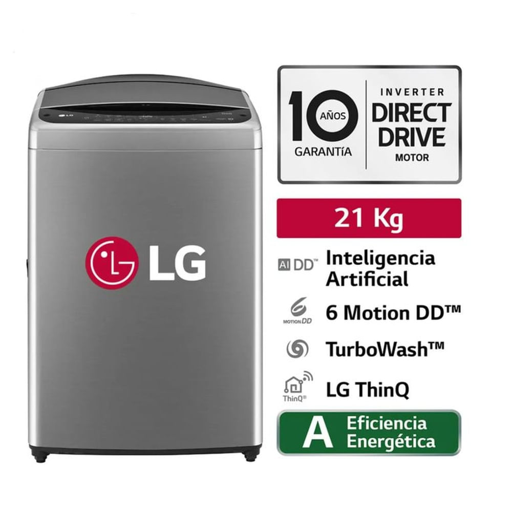 LAVADORA LG - WT21VV6 21KG AI DD CARGA SUPERIOR
