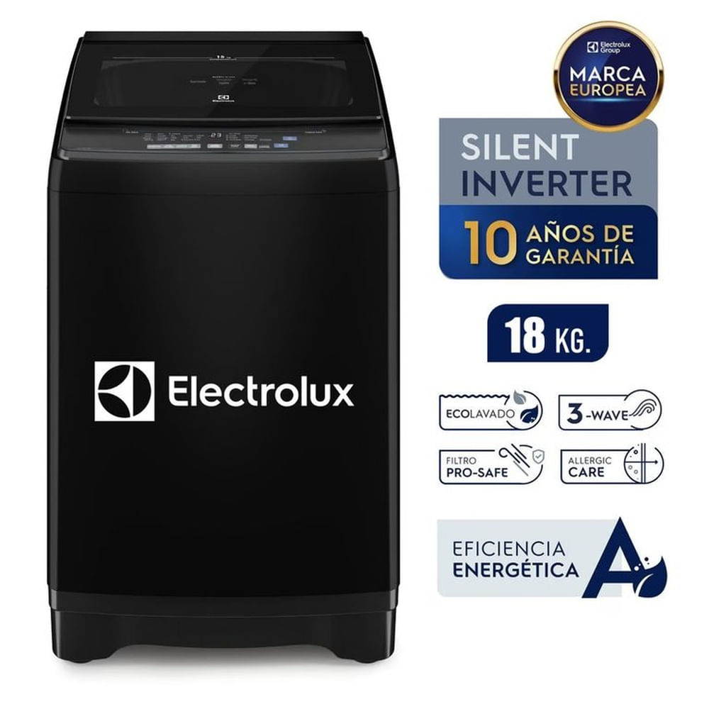 Lavadora Electrolux 18 Kg Carga Superior Inverter EWIP18F2XSWB - Negro