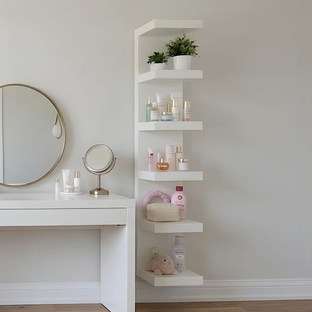 Repisa Flotante Moderna Blanca de 6 Niveles