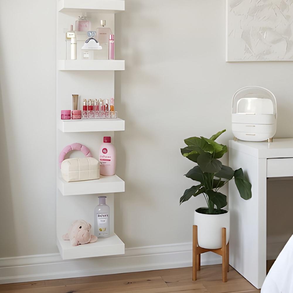 Repisa Flotante Moderna Blanca de 5 Niveles