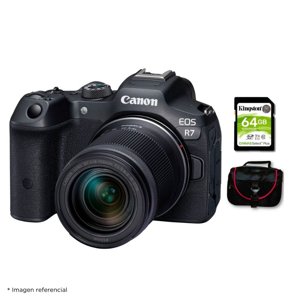 Cámara Canon EOS R7 y  Lente RF-S 18-150mm y Kit Básico de Accesorios  N