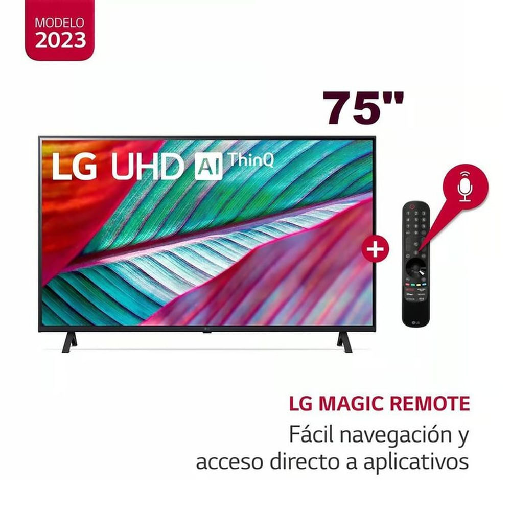 Televisor LG 75 UHD 4K Smart AI ThinQ 75UR8750PSA Magic Remoto Nuevo Modelo - Negro