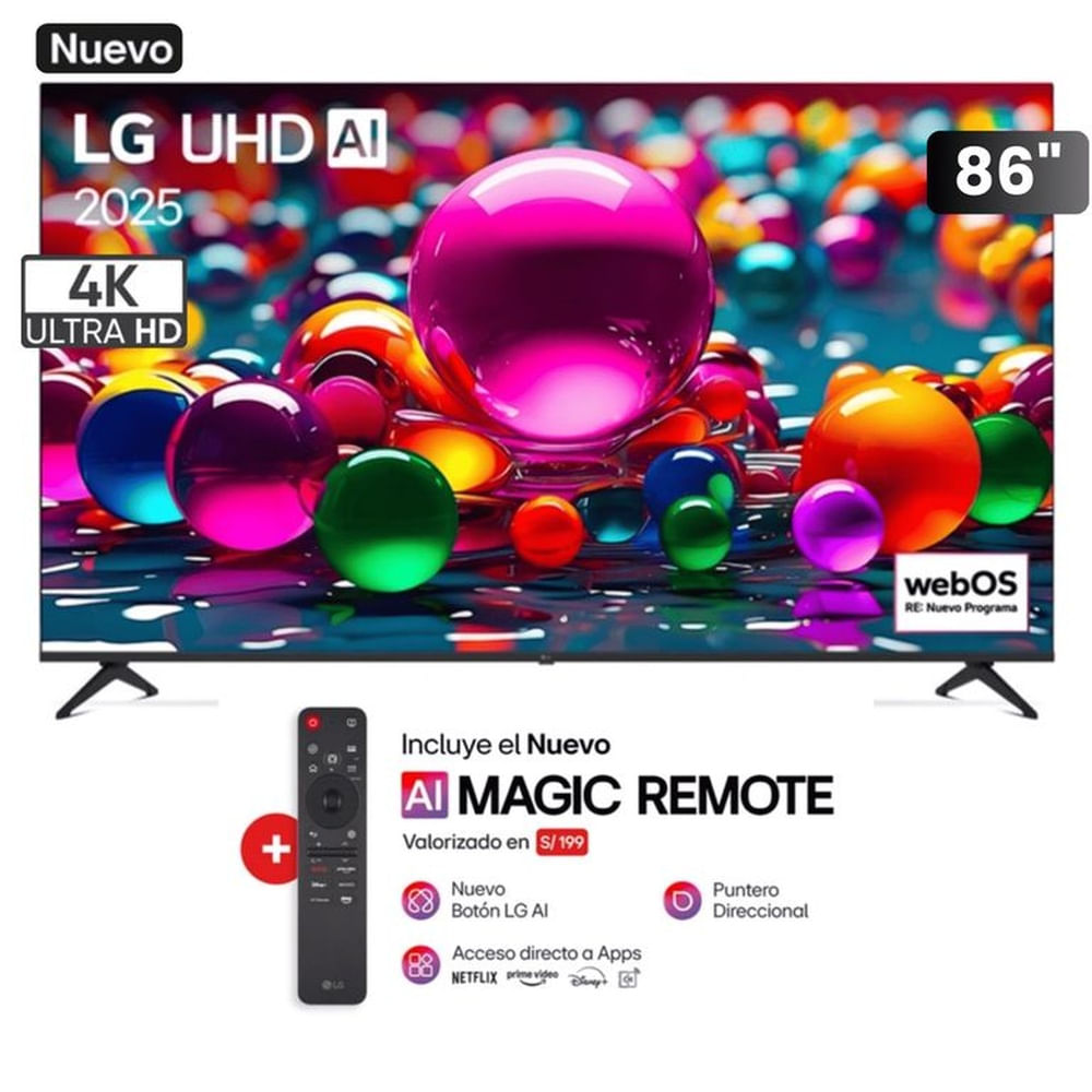 TELEVISOR SMART TV LG LED 4K ULTRA HD 86 86UA8050PSA CON THINQ AI
