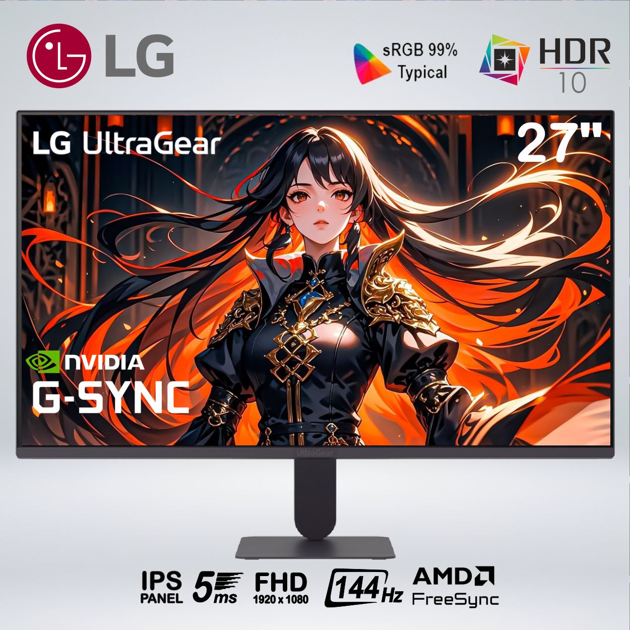 MONITOR 27G411A ULTRAGEAR FULL HD 27 IPS 144hz 5ms HDR10 G-SYNC AMD