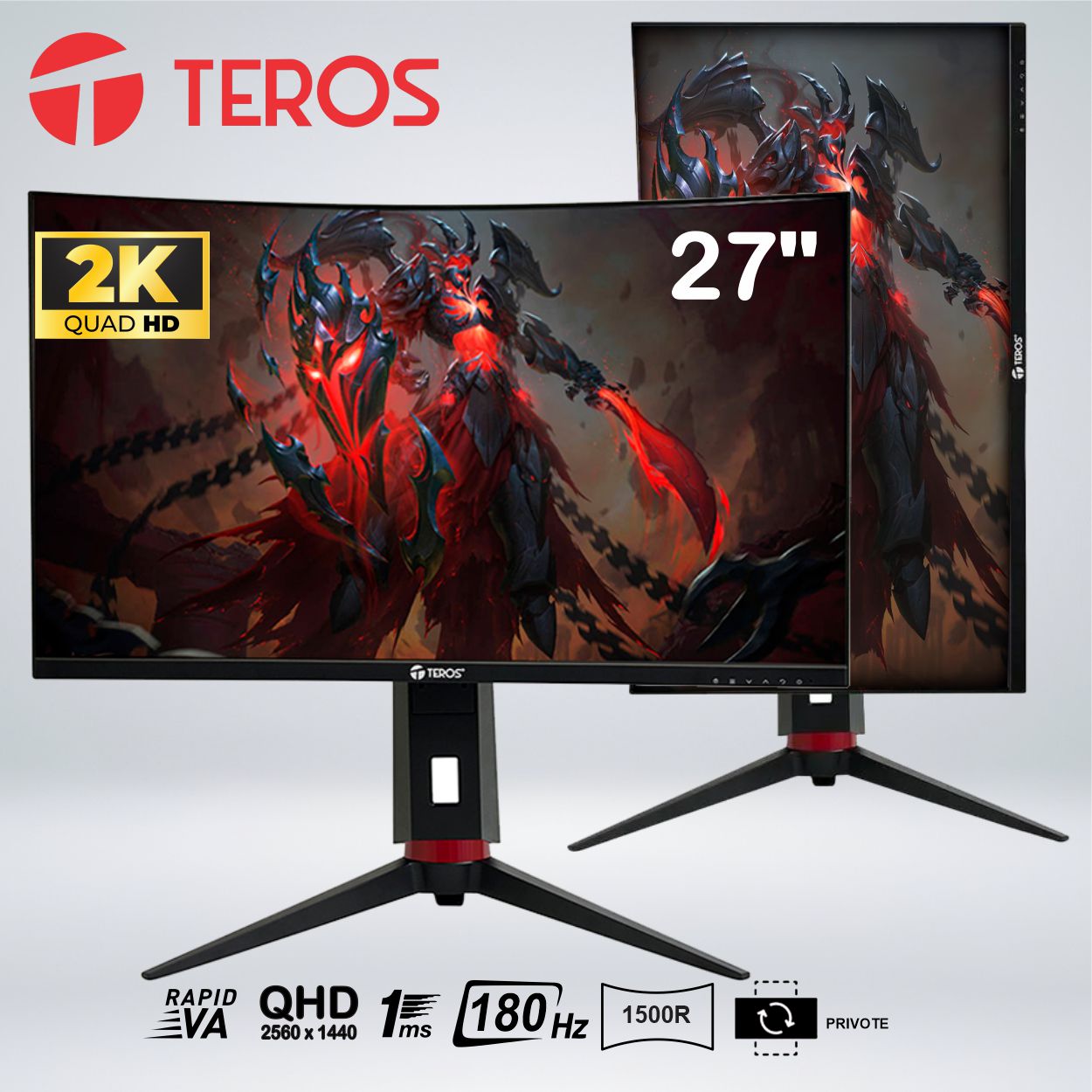 MONITOR GAMER CURVO TEROS TE-2767G  QHD 27'' VA 180HZ 1MS