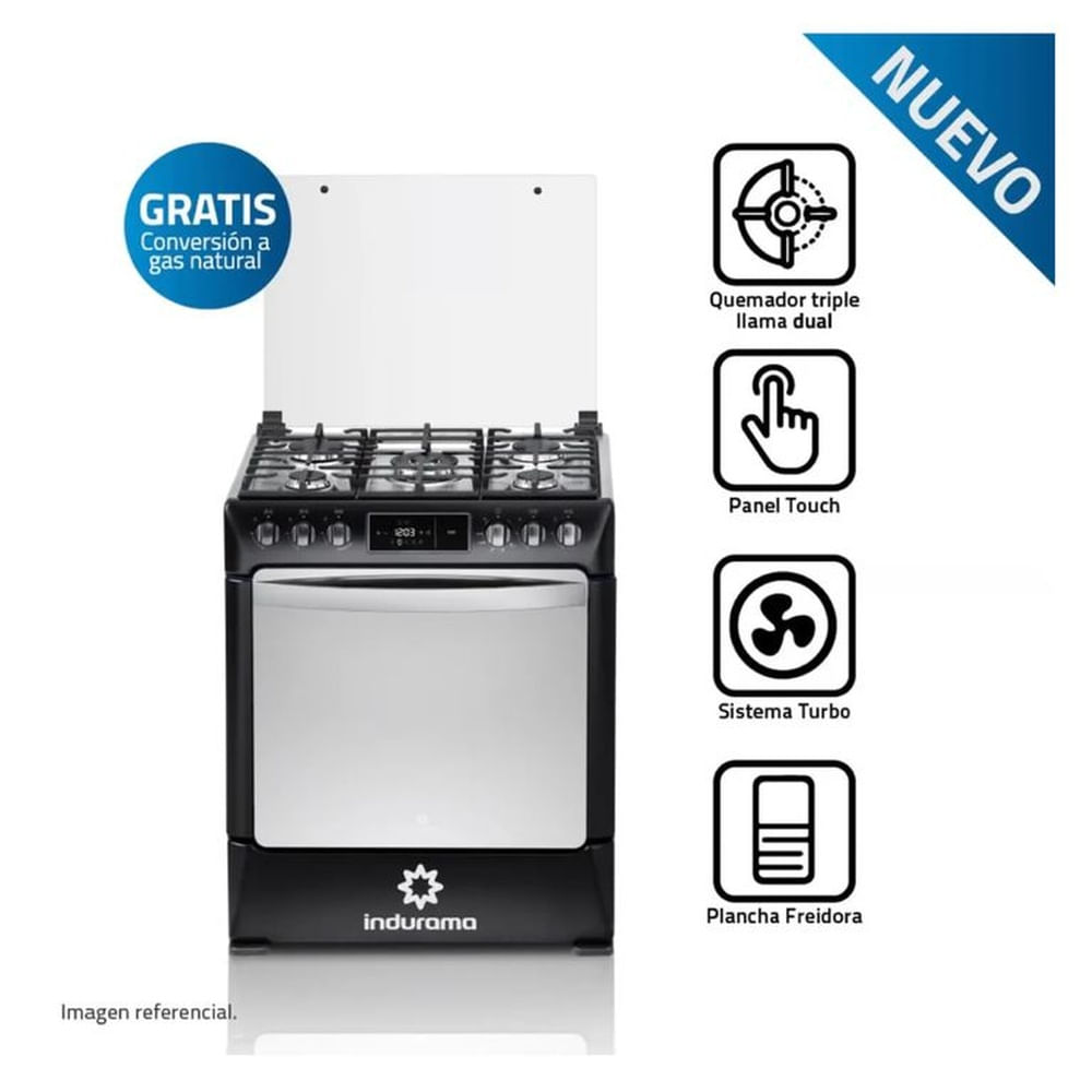 Cocina a Gas Indurama 5 hornillas NIZA ZAFIRO Negro