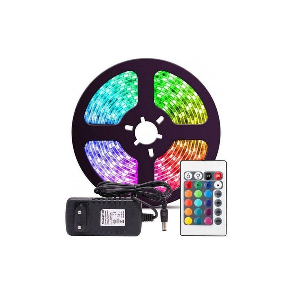 Cinta tira de luces led rgb 5050 5m con enchufe