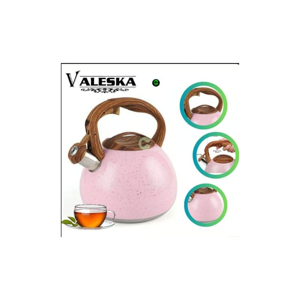 Tetera VALESKA Silbadora De Roca Volcánica 5 Litros VL-KT540 - Rosado