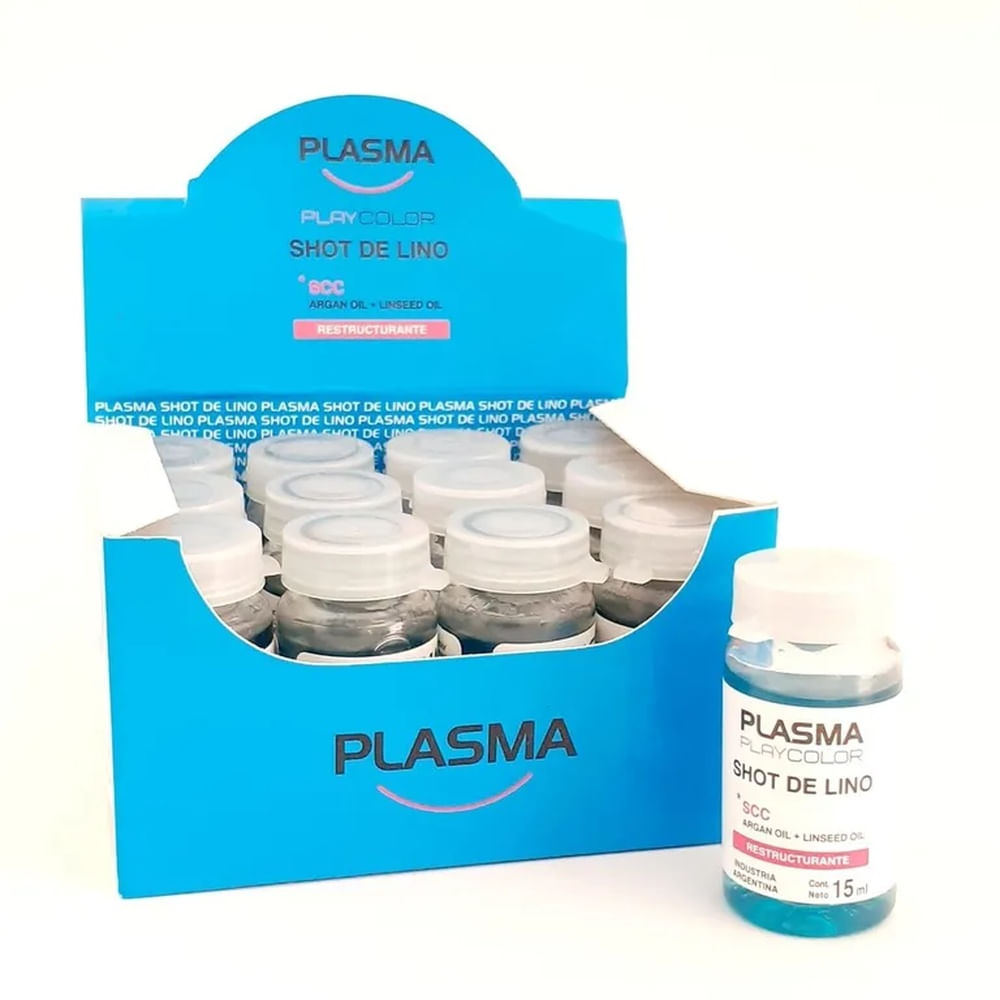 12 Ampollas Tratamiento Capilar Shot De Lino Play Color Plasma 15ml
