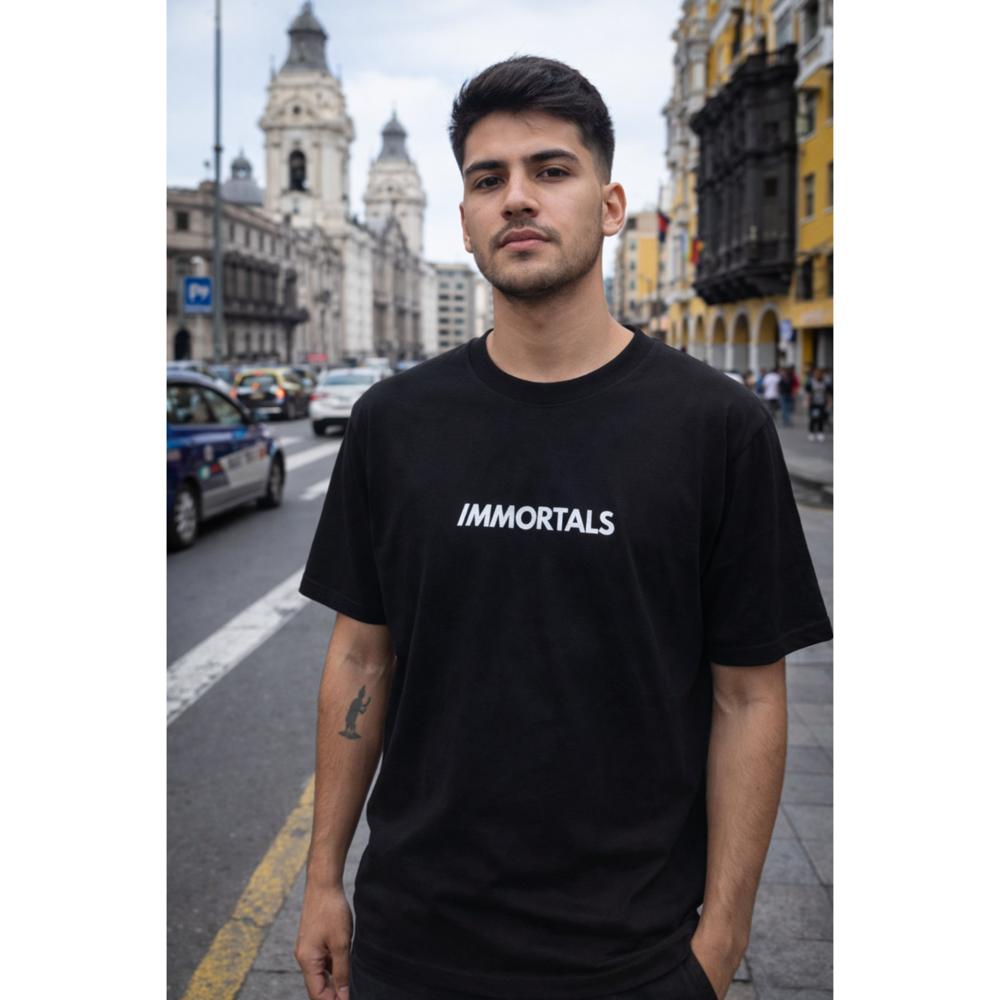 Polo Urbano Hombre Immortals Street Negro Estilo Casual Negro