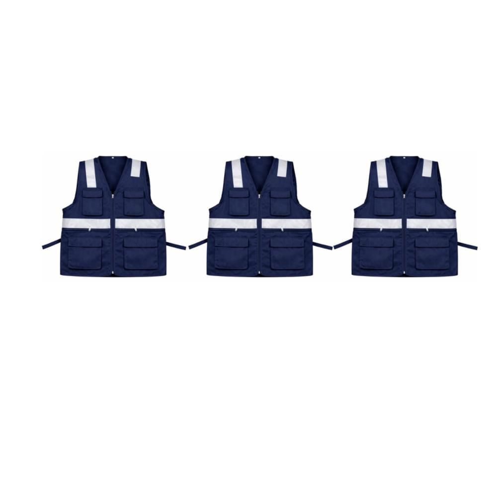 PACK X 3 UND DE CHALECO MULTIBOLSILLO ALTA VISIBILIDAD TALLA M