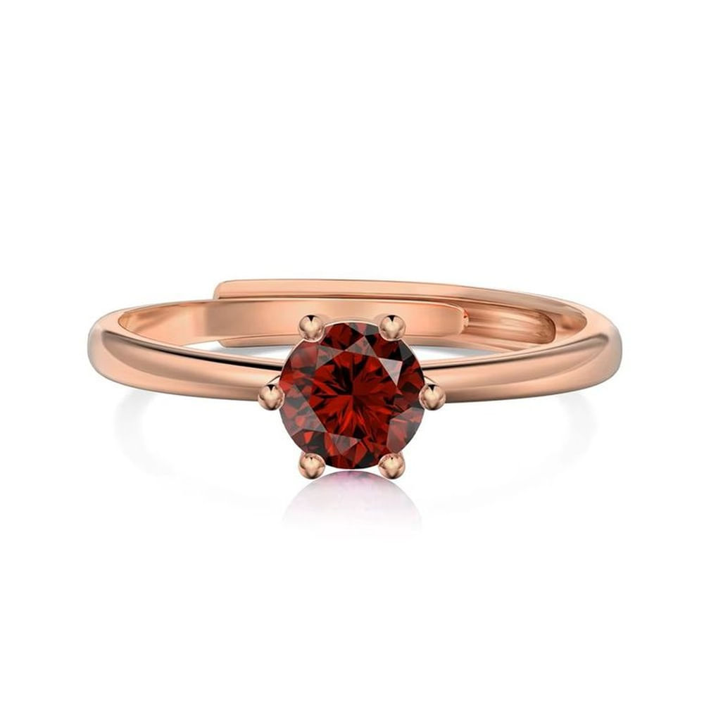 Anillo Rosso para Mujer en Acero con Chapa de Oro Rosa y Circón Rojo