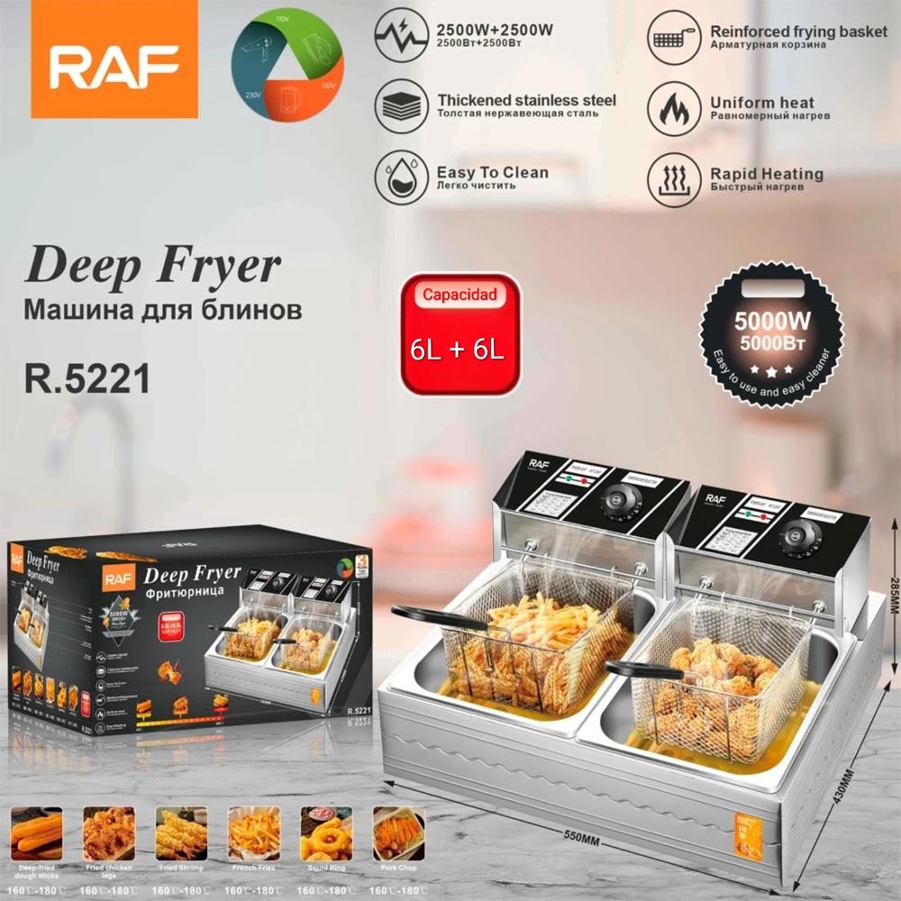 FREIDORA ELÉCTRICA DE ACERO INOXIDABLE DOBLE POZA DE 12 LITROS - 5000W