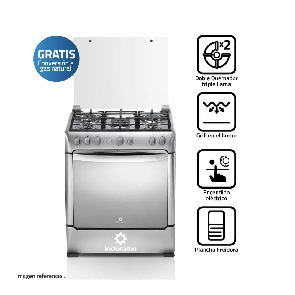 Cocina Indurama Firenze Zafiro 30-pulgadas Croma 5 Hornillas