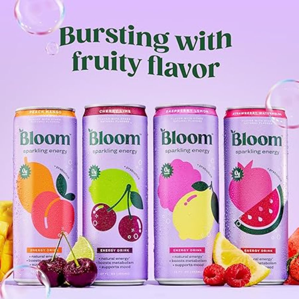 Bloom Nutrition Bebida energética burbujeante sabores variados