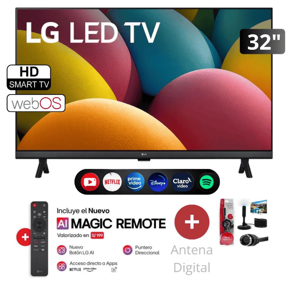 Smart TV LG 32 HD 32LR600BPSC con webOS y AI ThinQ mas control magic y antena digital