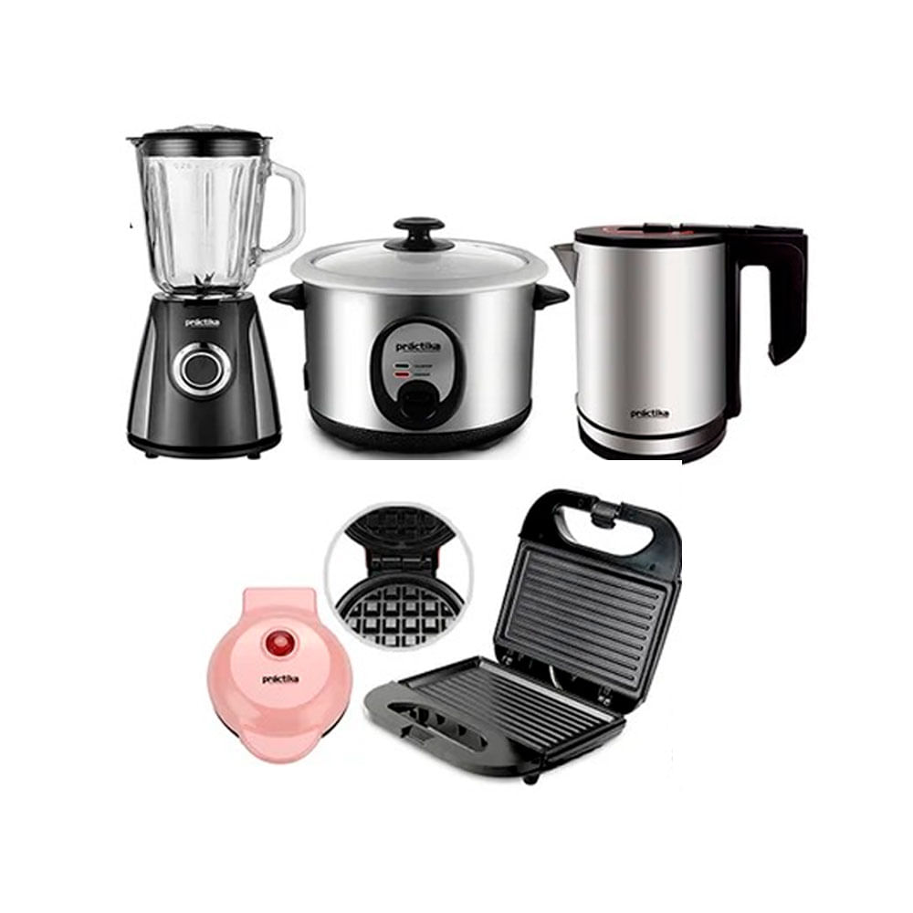 Combo Licuadora Practika  Arrocera Hervidor sandwich Grill  MIni waflera