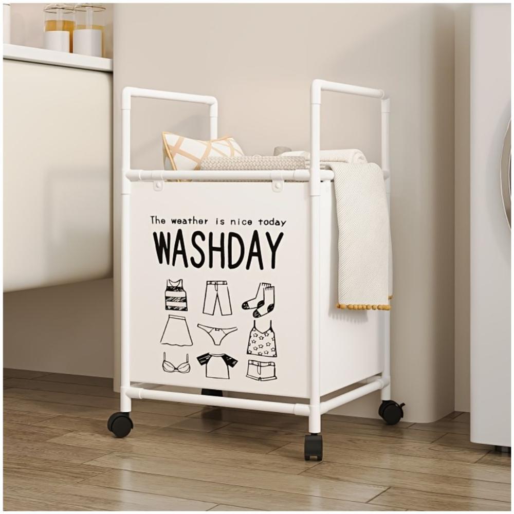 Cesto de Ropa Para Lavandería con Ruedas 75x42x32cm - Negro