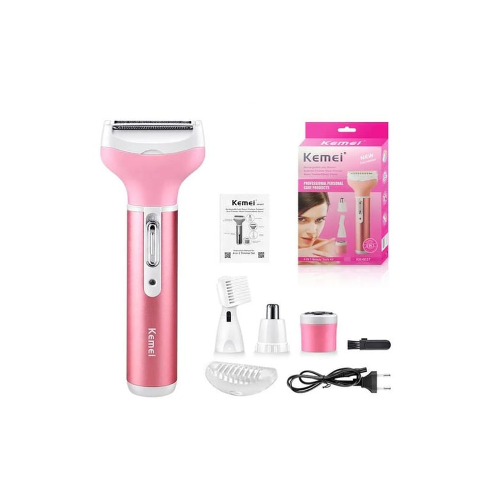 DUO  Máquina Afeitadora Kemei KM-2024 + Kemei Kit 4 en 1 Para Mujer