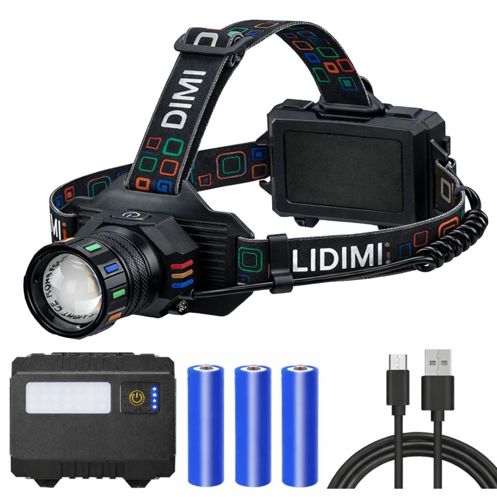 Linterna de Cabeza LED Alta Potencia 5 Modos Recargable USB Tipo C