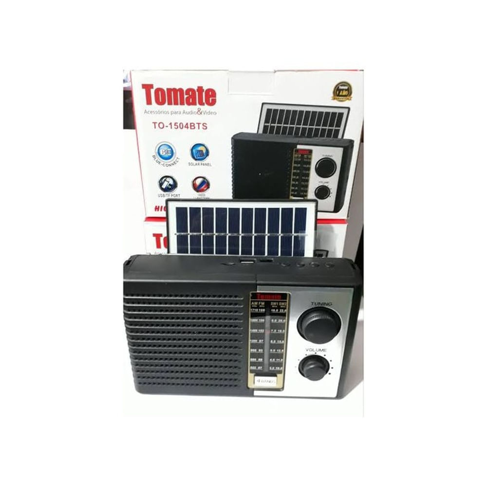 Radio Portátil Recargable Con Panel Solar TOMATE