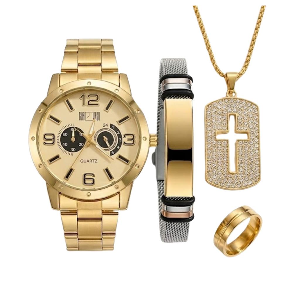 Set de Reloj para Hombres Collar Pulsera Dije y Anillo TY