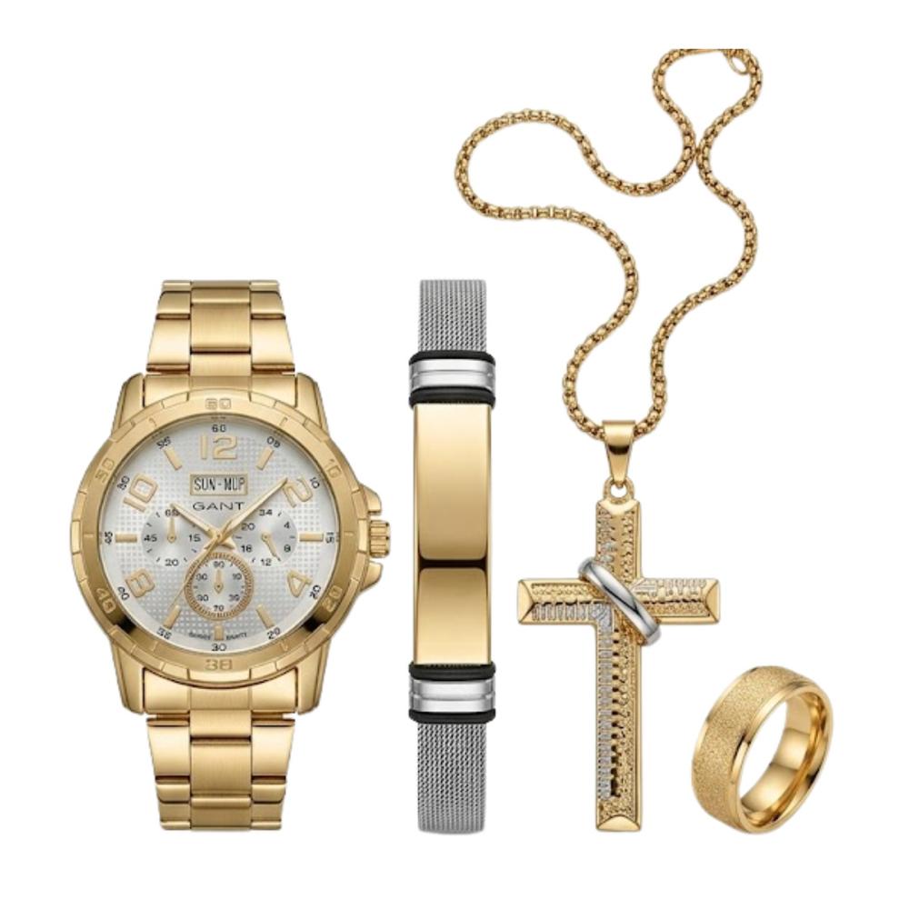 Set de Reloj para Hombres Collar Pulsera Dije y Anillo KJ