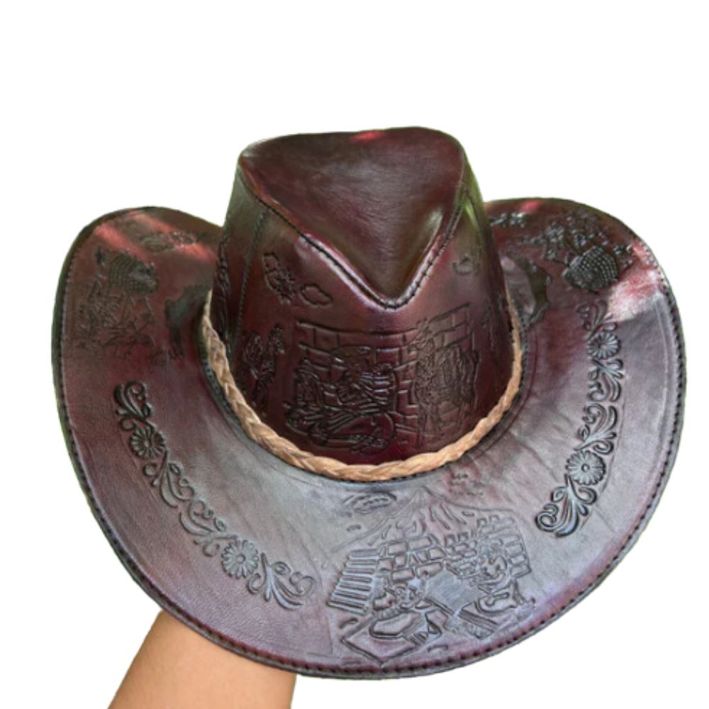 Rústico - Sombrero Vaquero de Cuero con Diseño Modelo 4