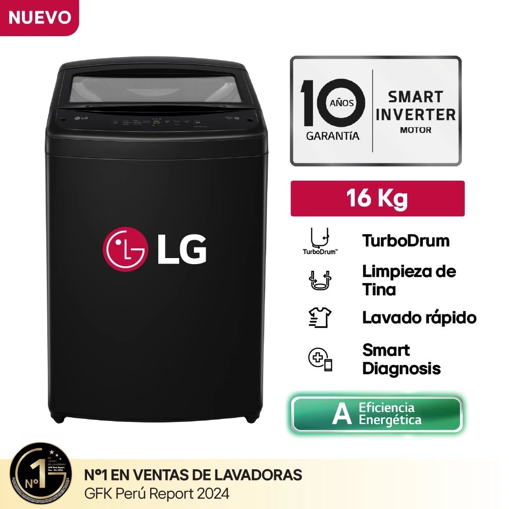 LAVADORA LG 16KG CARGA SUPERIOR TURBODRUM WT16OBVTB