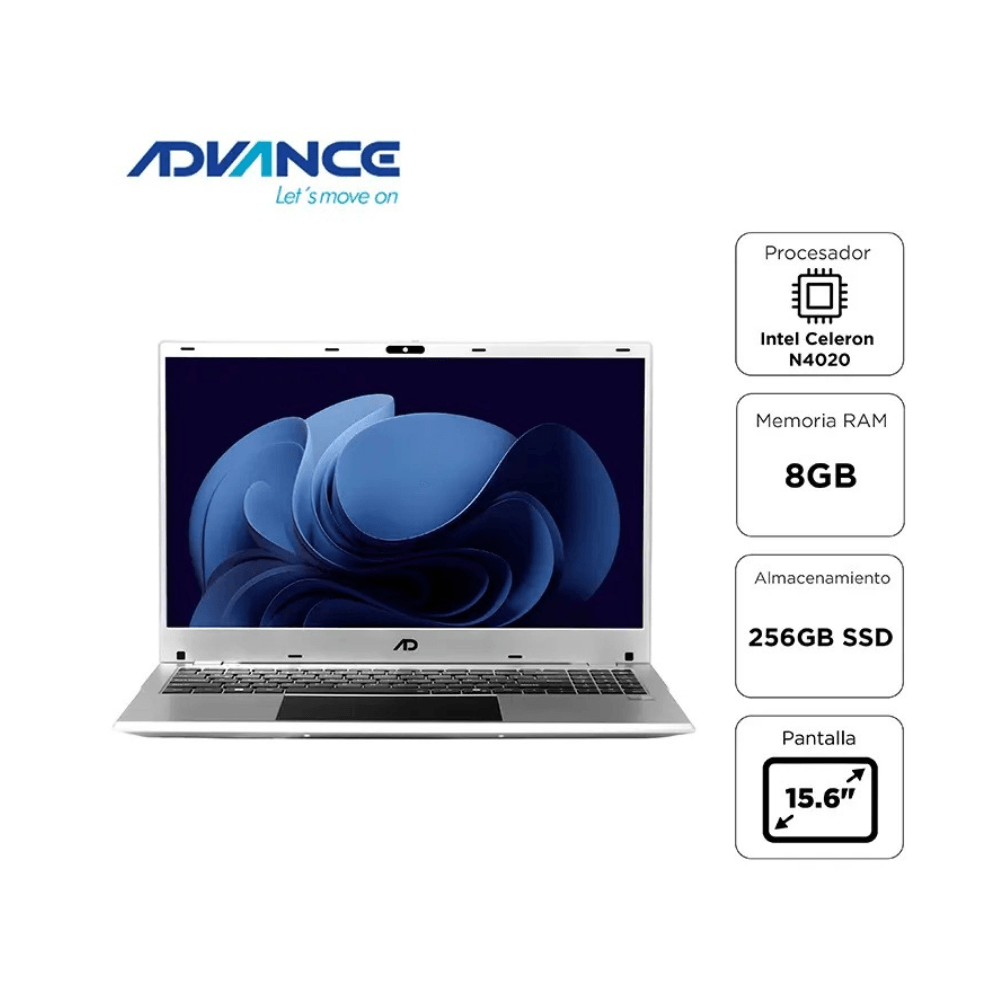 Intel Celeron N4020 8GB RAM 256GB SSD 15.6 Pulgadas - Cooler Teros - Mouse Inalámbrico