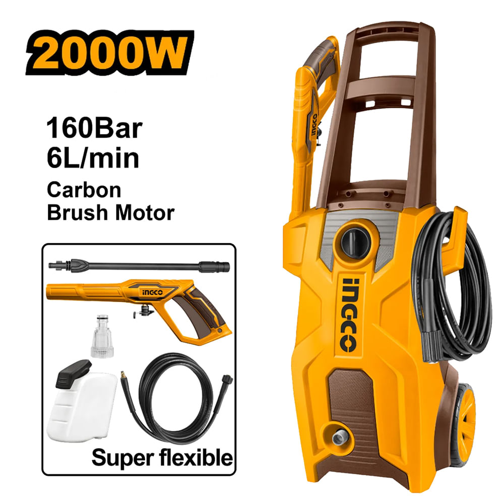 Hidrolavadora de Alta Presión Ingco 2000W 160 BAR 6L HPWR20018