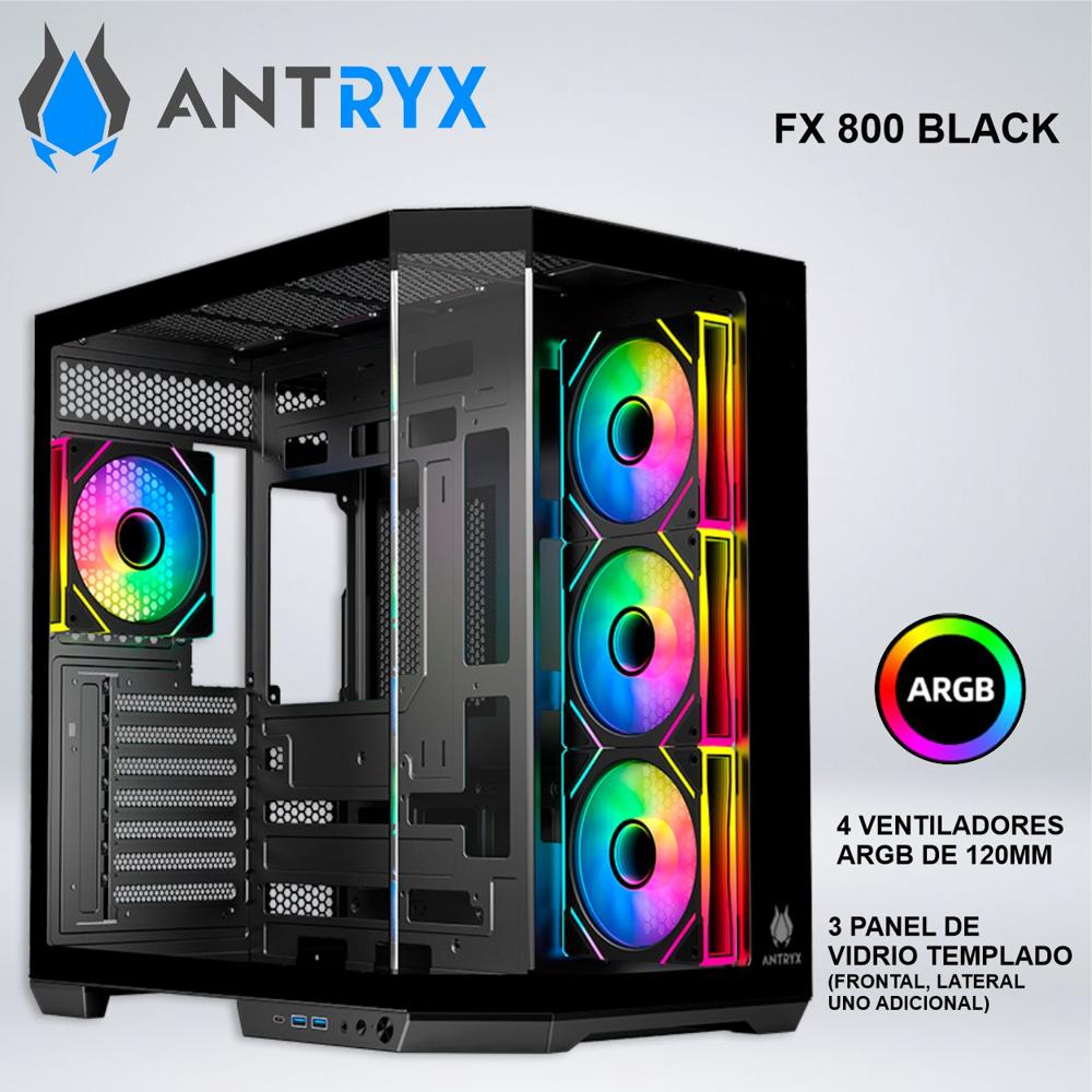 CASE ANTRYX FX 800 BLACK INFINITY ARGB FAN X4 USB TIPO-C AC-FX800K