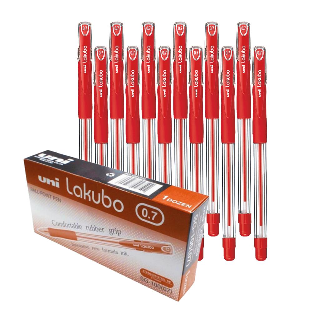 UNI Lakubo SG-100 Bolígrafo Tinta Seca Rojo Caja x 12