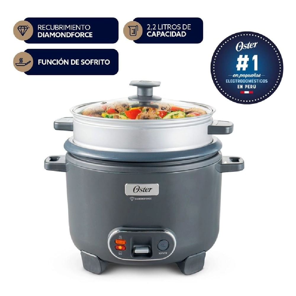 Oster Arrocera 3 en 1 de 12 Tazas Antiadherente DiamondForce CKSTRC12DFSKE