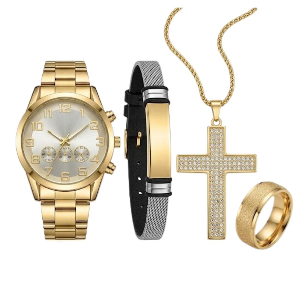 Set de Reloj para Hombres Collar Pulsera Dije y Anillo JKÑ