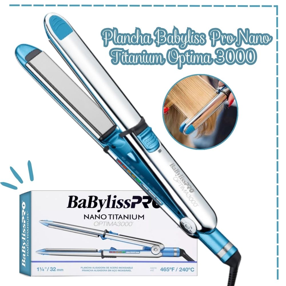 Plancha Alisadora Babyliss Pro Optima 3000 Placa Titanium BNT3000TPE