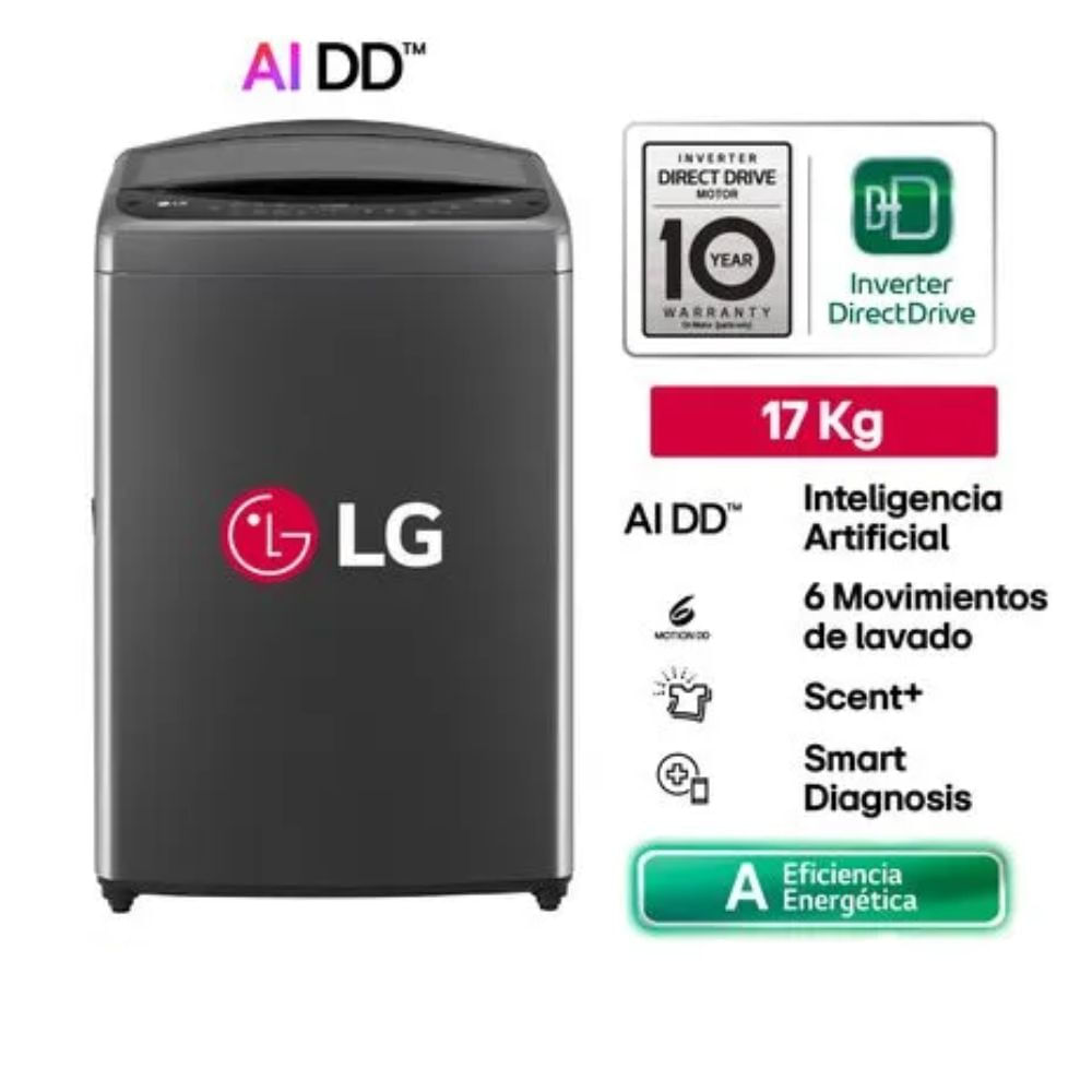 Lavadora LG 17 Kg Carga Superior WT17BV6T- Negro Claro