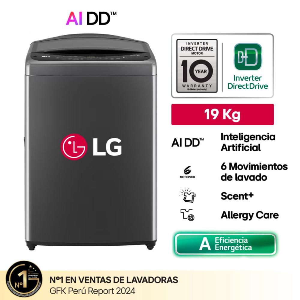 Lavadora LG 19Kg Carga Superior Inteligencia Artificial WT19BV6T Negro