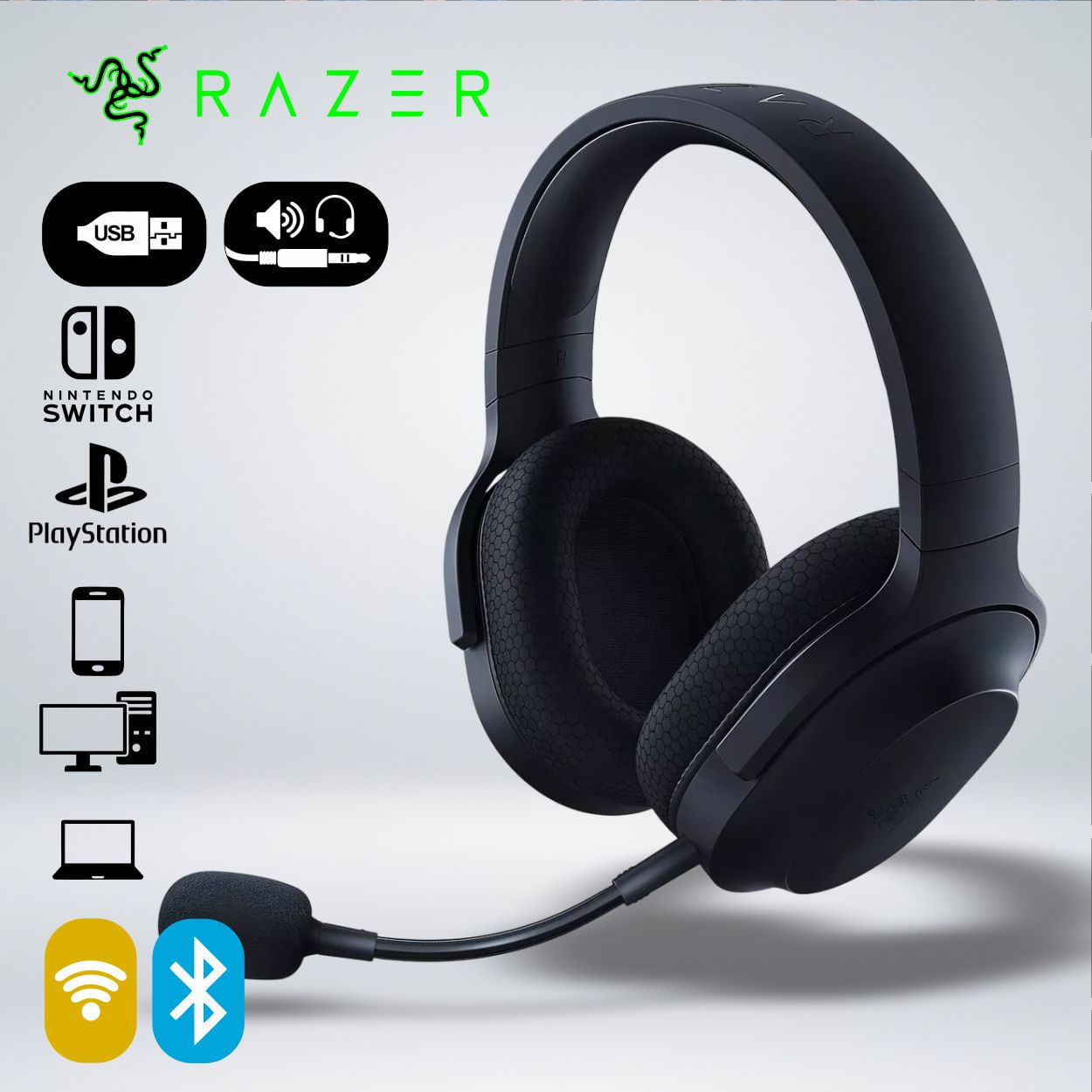 AUDIFONO GAMER BARRACUDA X 2022 SONIDO 7.1 BLUETOOTH WIRELESS NEGRO