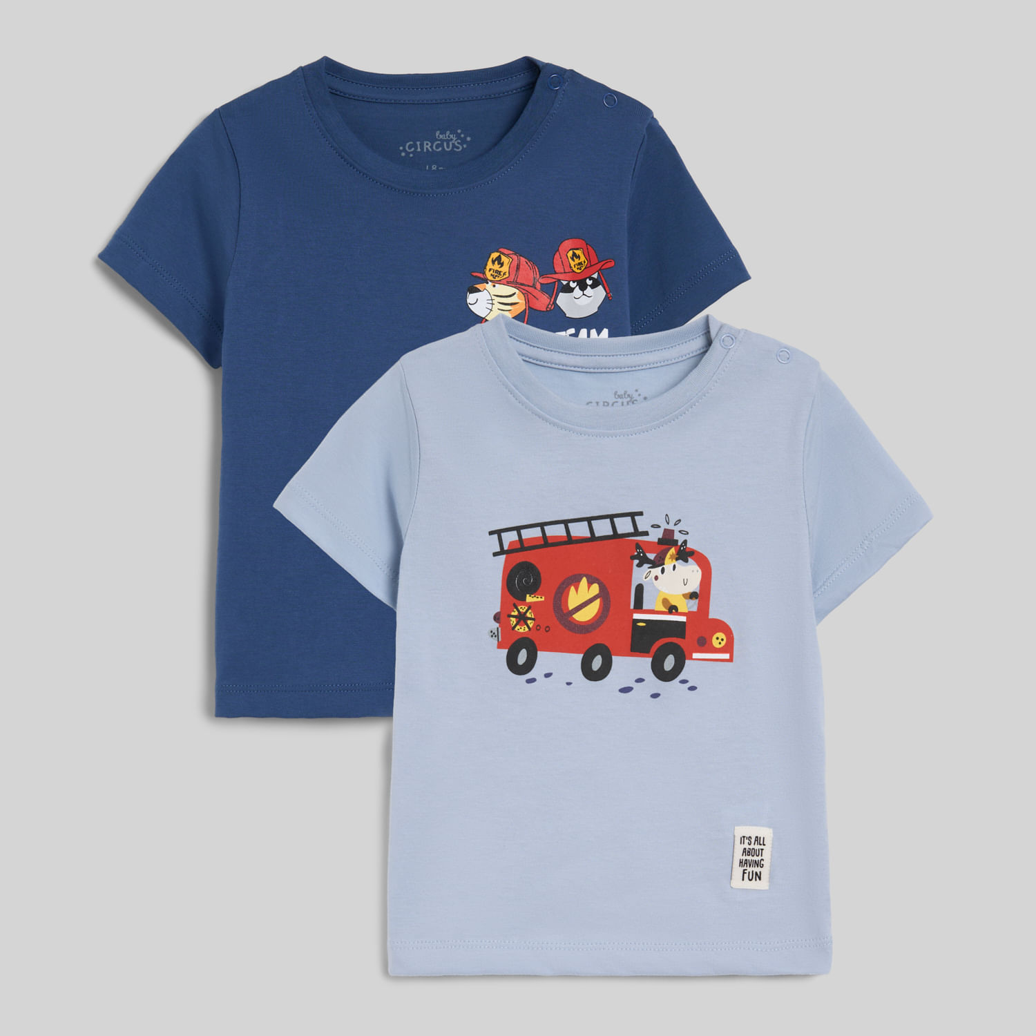 Pack X2 Polos Manga Corta Para Bebe Niño Print Baby Circus