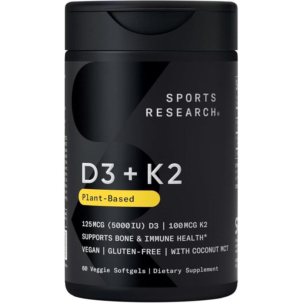 Vitamina D3 + K2 vegana, apoyo óseo e inmune, 60 cápsulas
